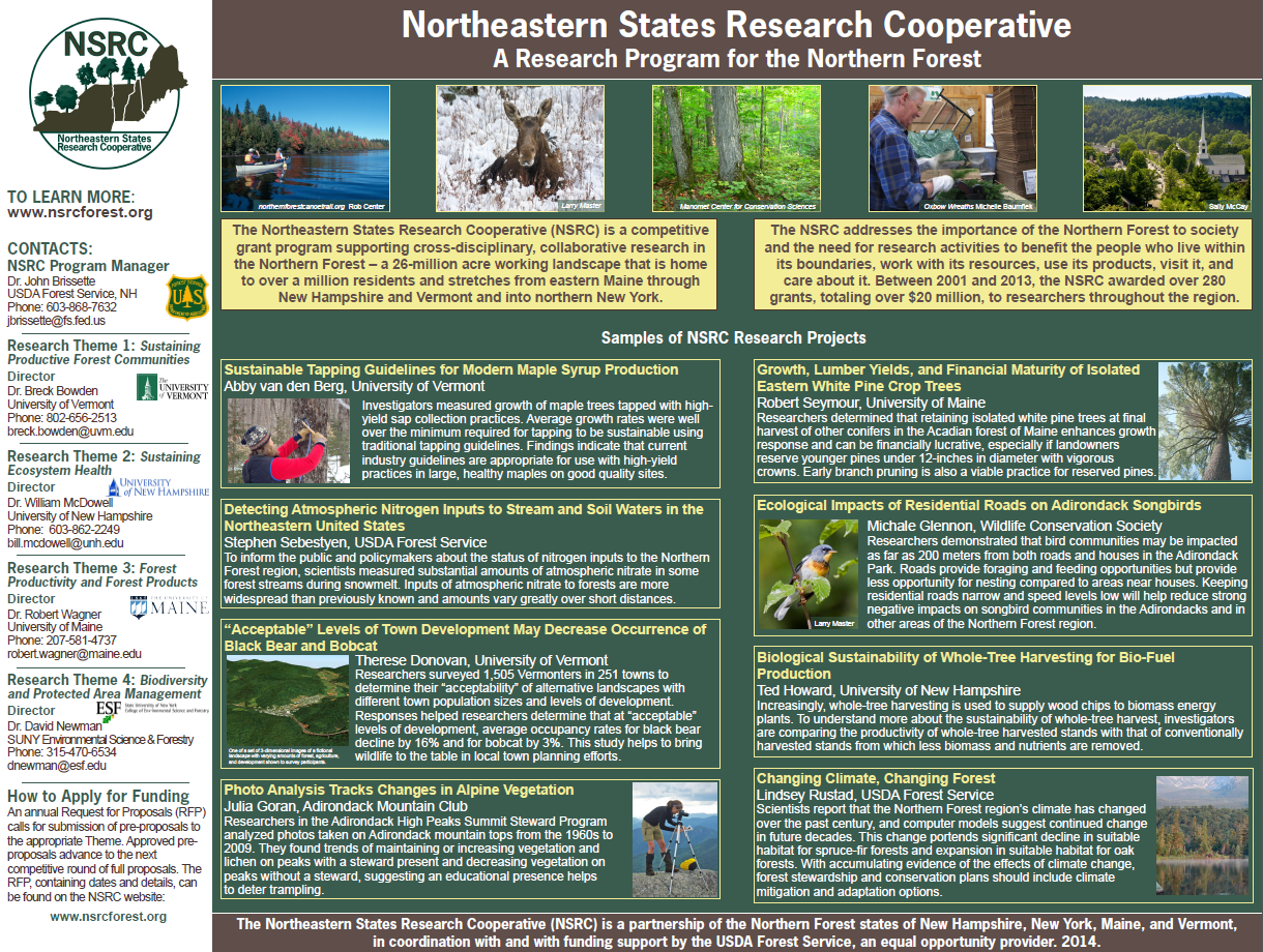 Thumbnail of USDA Forest Service Northern Research Station, University of Vermont, University of New Hampshire, University of Maine, SUNY College of Environmental Science & Forestry Poster