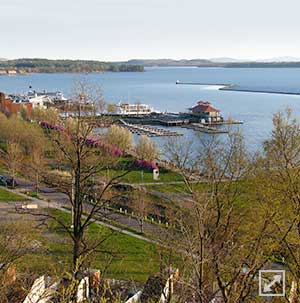 View of Burlington Harbor and Breakwater from Battery Park