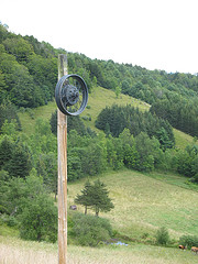 Ski pole replica on Gilbert Hill