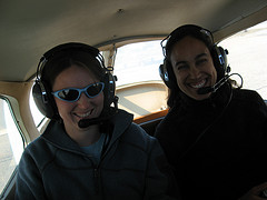Caitlin and Leah, ready to fly