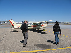 Ian and Leah, getting ready to fly