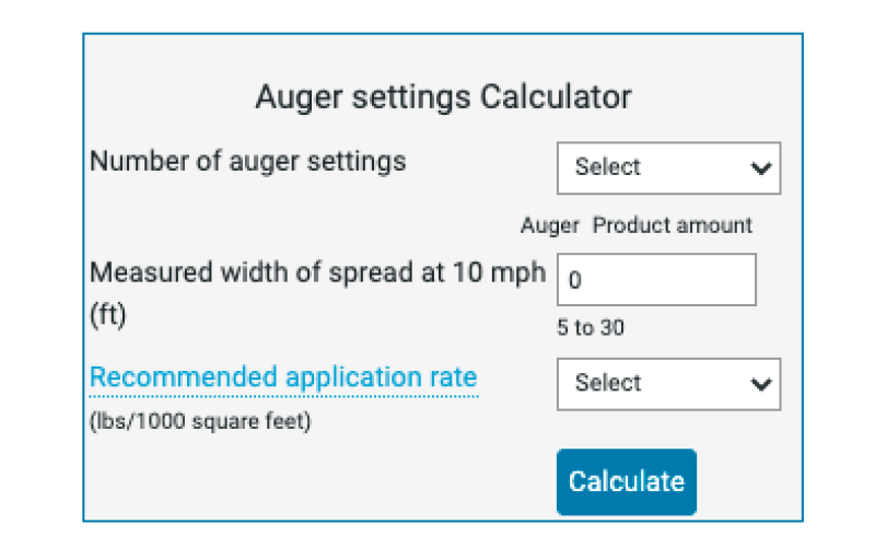Auger settings calculator