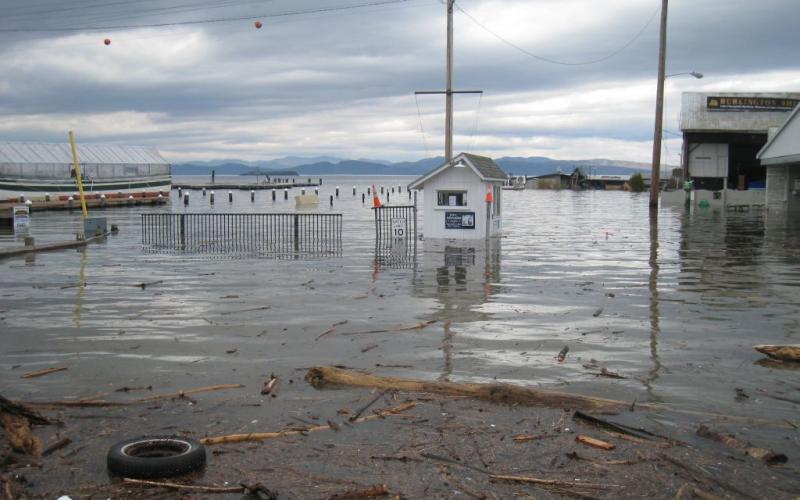 Inundation flooding at Burlington, Vermont's waterfront Photo Credit: Aude Lochet Inundation flooding at Burlington, Vermont's waterfront