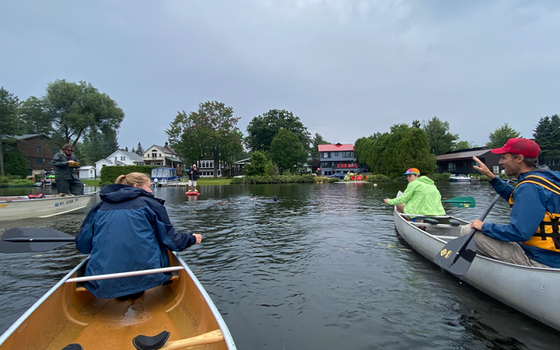Guest Naturalist Brian Greene describing a native aquatic plant to tour participants. Guest Naturalist Brian Greene describing a native aquatic plant to tour participants.