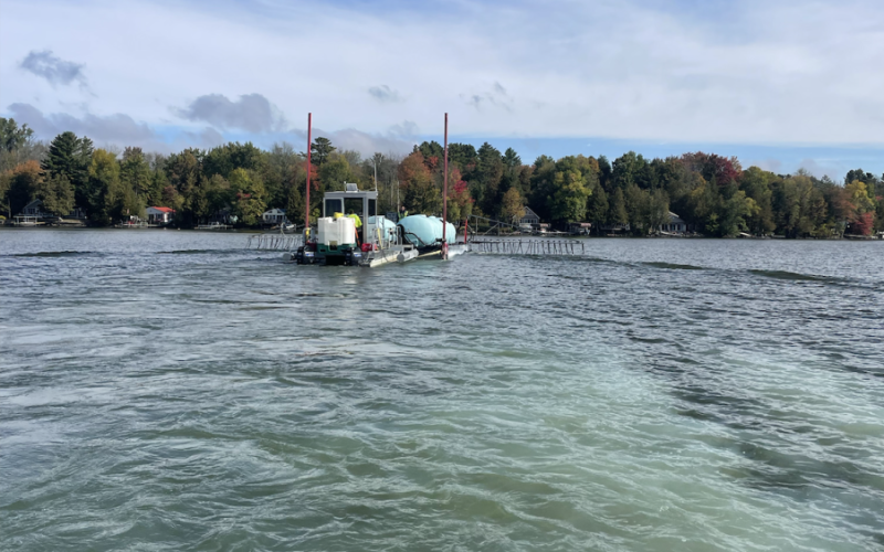 Photo of floc formation by Barr Engineering and the Town of Franklin