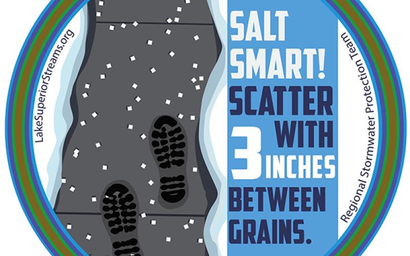Diagram of sidewalk with salt grains about 3 inches apart