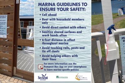 COVID safety signs posted at marina