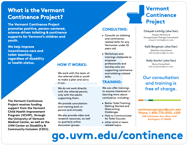 Thumbnail of a fact sheet for the Vermont Continence Project