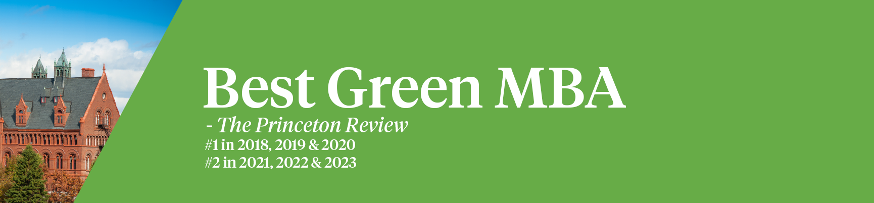 No.1 Green MBA Princeton Review 2020 2019 2018