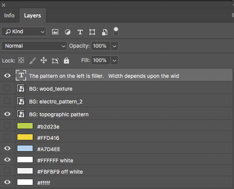 Layers in photoshop for a few patterns.