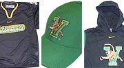 baseball hat, jacket, t-shirt