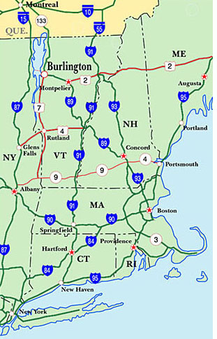 New England Interstate Map