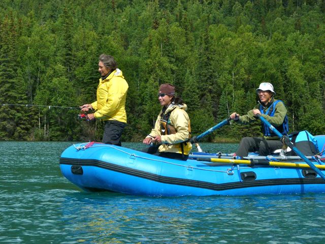 Becky & Deane with Carrie fishing