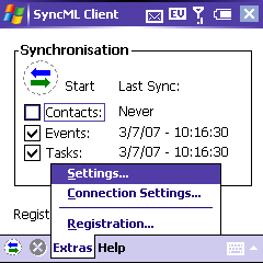 SyncML Extra menu