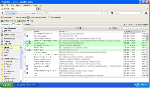 Webmail on a netbook - before