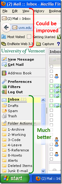 New webmail improved sidebar