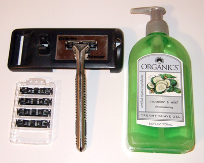 The old kit: shaving lotion and Gillette Sensor Excel