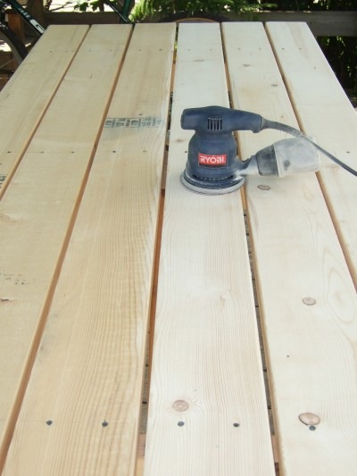sanding, before and after