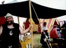 Pennsic, Coldwood/Freehold Camp    August, 1996: Master Harold Ulfson, Cleo, Idhunna  