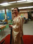 Northern Lights A&S Pentathlon   Ruadhnait of Panther Vale (and honorary Freeholder) with here fabulous embroidered gown (there's even more on the back!).  