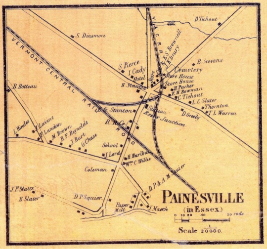 H.F. Walling map of Painesville (Essex Junction), 1857