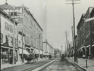 circa 1880s photograph of the West side of the block