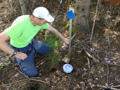 Dick at Pond installation soil temp sensors