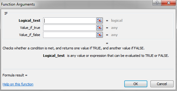 The IF function in Excel.