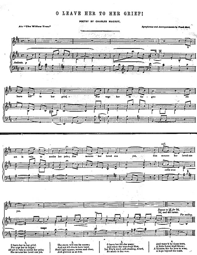 Godey's Sheet Music from 1/1858: O Leave Her
to Her Grief
