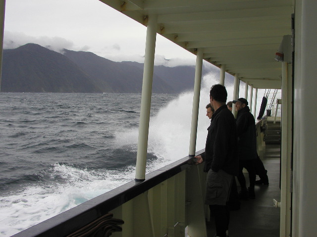 Waves breaking on the bow