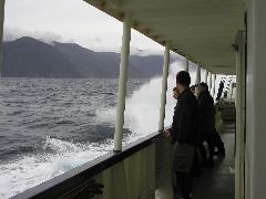 Waves breaking on the bow