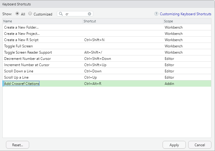 Add a shortcut for creating a crossref reference.