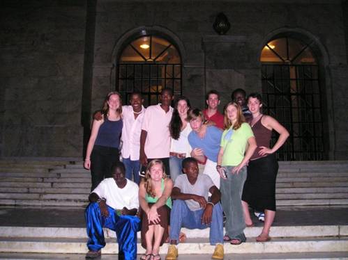 Students at monument