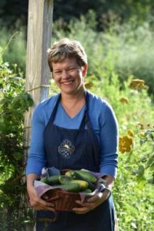 Lisa Kivirst with cucumbers