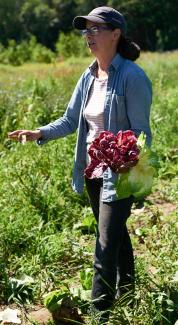 Amanda Andrews in farm field