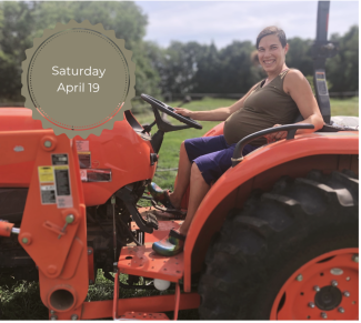 pregnant person on tractor