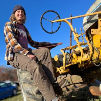 David Giusti on a tractor