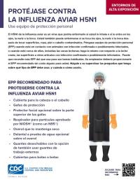 CDC H5N1 poster with worker wearing protective gear / PROTÉJASE CONTRA LA INFLUENZA AVIAR H5N1