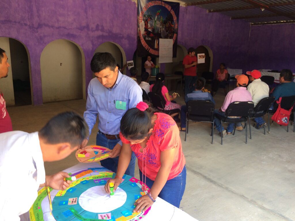 A focus group around a circular agricultural calendar in Matazanos, Chiapas, Mexico (2018). Photo: Janica Anderzén