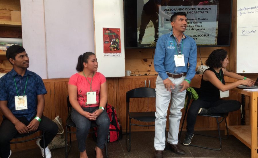 Community facilitators presenting at a panel at the 1st Mexican Conference of Agroecology in San Cristóbal de las Casas, Chiapas, Mexico (2018). Photo: Janica Anderzén