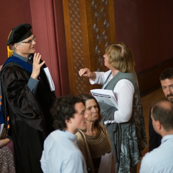Faculty and guests at Award Ceremony Reception