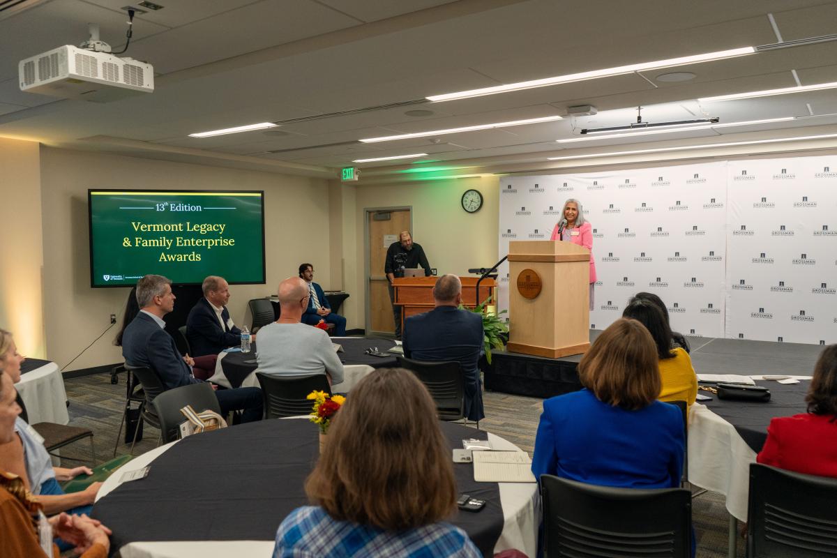 Dita Sharma addresses the audience at the 2024 Vermont Legacy and Family Enterprise Awards