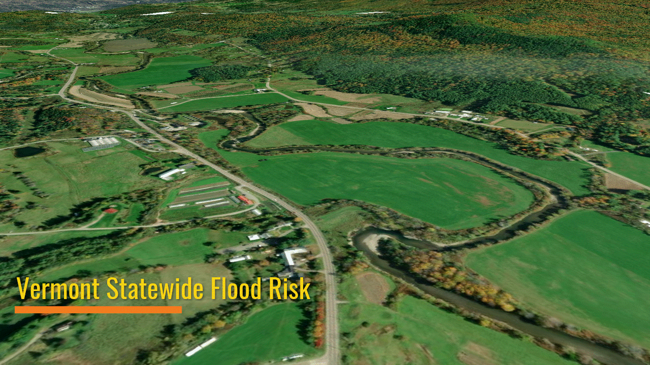 V 5 Animation of statewide flood scenarios in Vermont, based on new research by University of Vermont researchers.