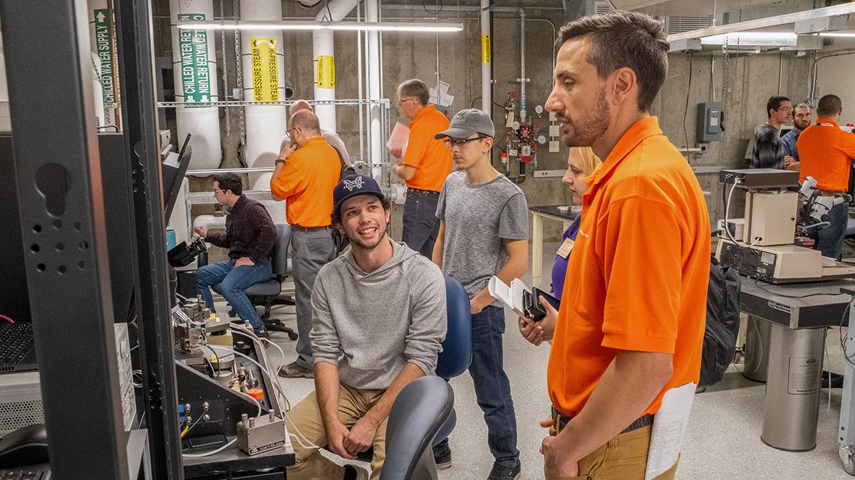 GlobalFoundries employees are provided a tour of UVM's Device Characterization Teaching Lab