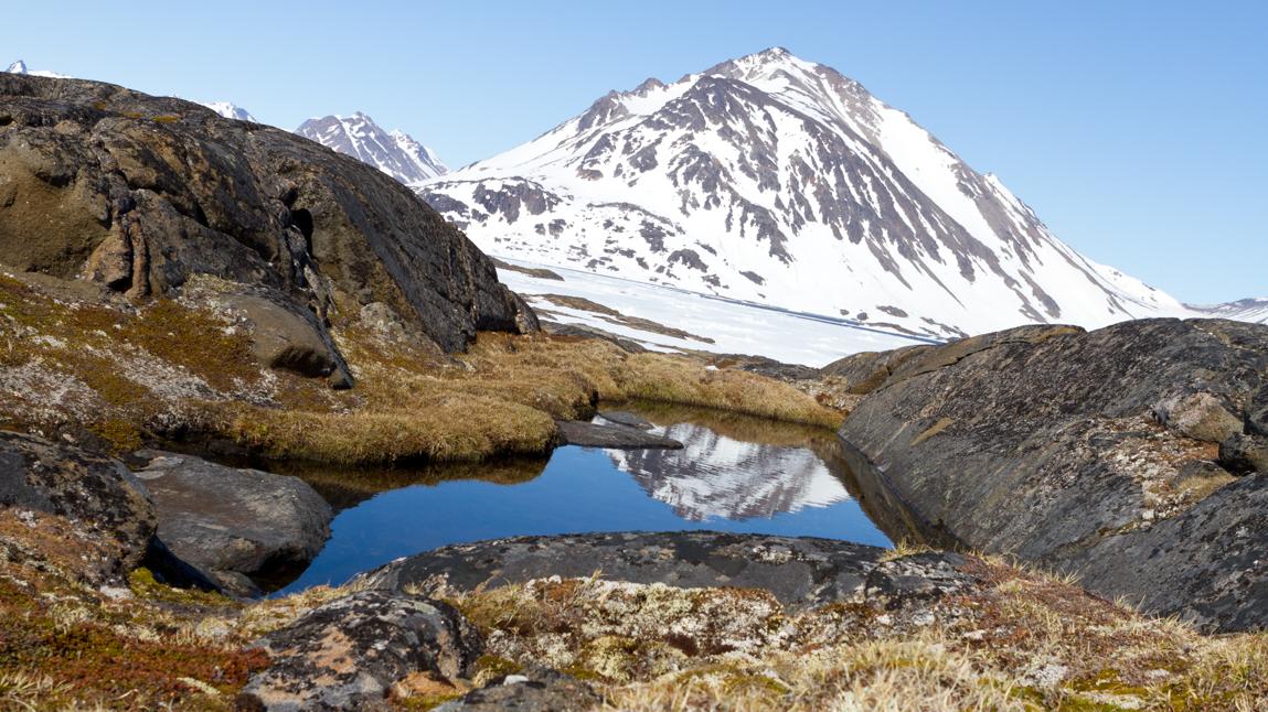 melt pool in Greenland landscape
