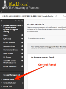 Showing location of control panel.