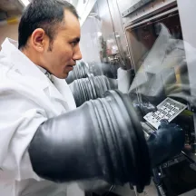 a person works at a lab station