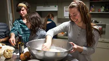 Food Science Students cooking in a kitchen lab