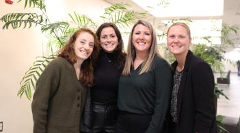 Members of the Women in Business club pose for a photo