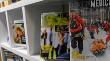Magazines on shelf